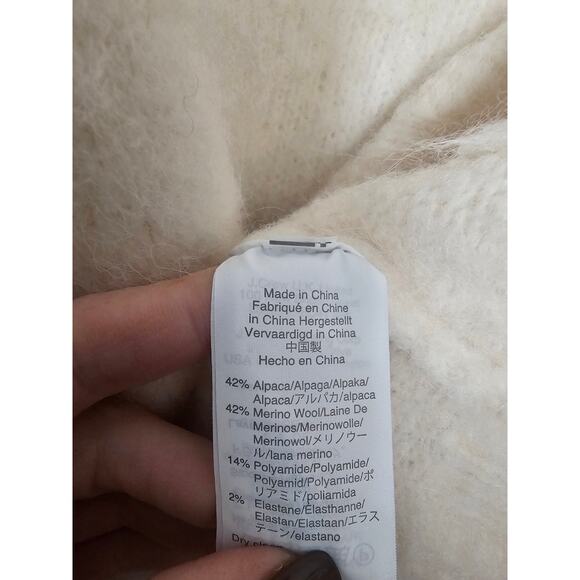 J Crew Women Puff Sleeve Fuzzy Crew Neck Sweater Supersoft Alpaca Wool Blend M - Picture 5 of 6